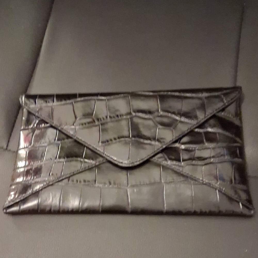 Michael Kors Black Crocodile-Pattern Clutch